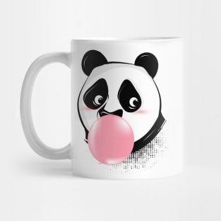 Panda makes bubble gum bubble with pink gum Mug